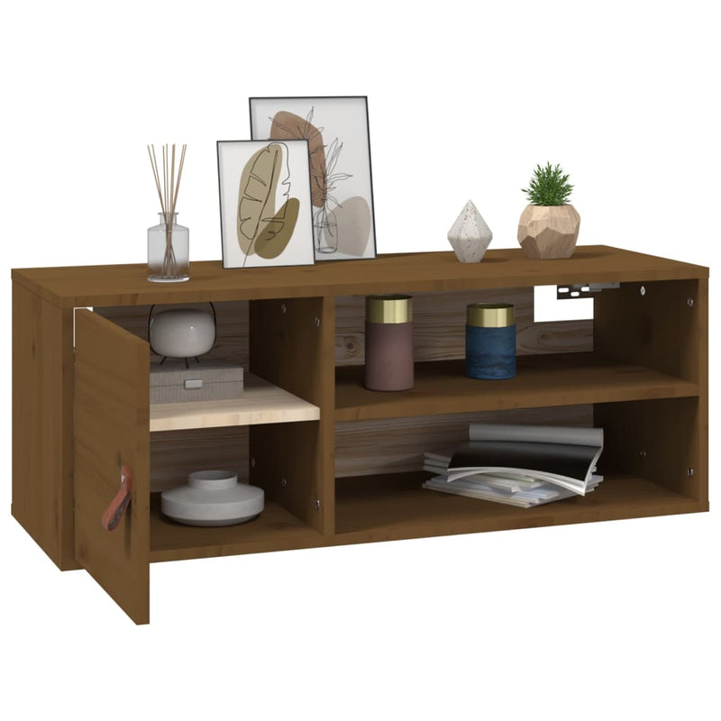 Wandschrank Honigbraun 80x30x30 cm Massivholz Kiefer