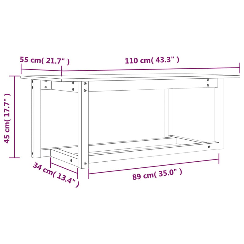 Couchtisch Honigbraun 110x55x45 cm Massivholz Kiefer