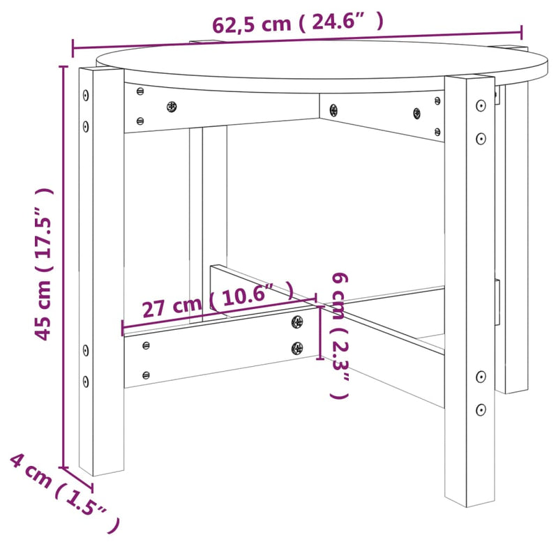 Couchtisch Ø 62,5x45 cm Massivholz Kiefer