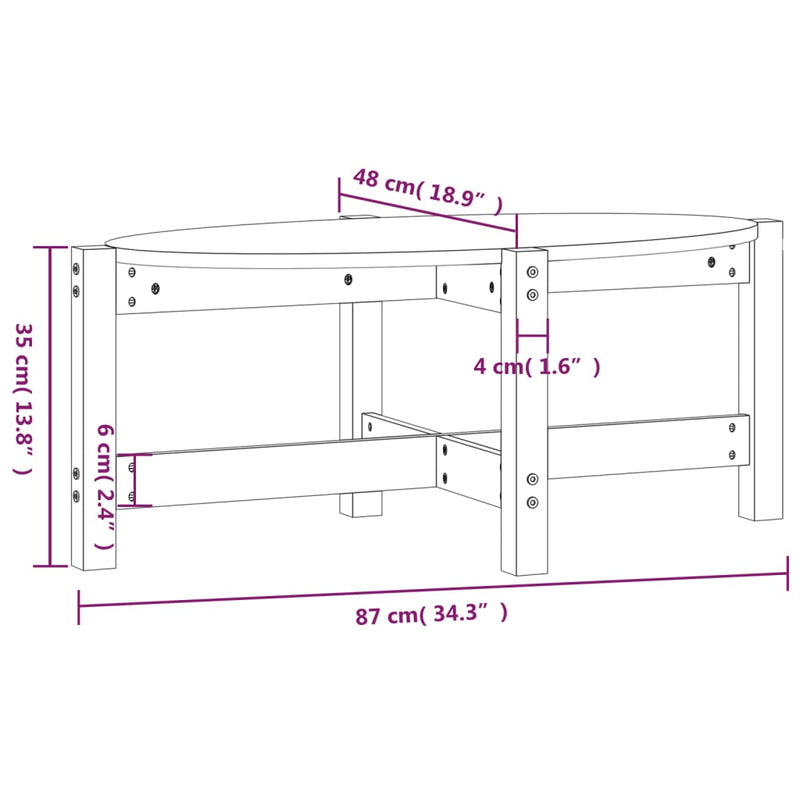 Couchtisch Grau 87x48x35 cm Massivholz Kiefer