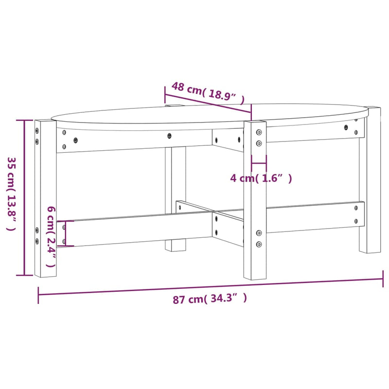 Couchtisch Schwarz 87x48x35 cm Massivholz Kiefer