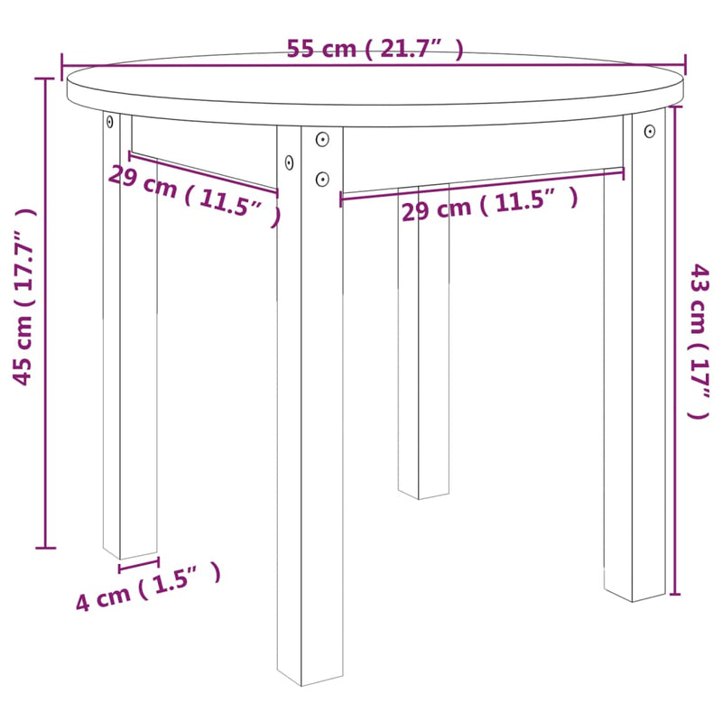 Couchtisch Weiß Ø 55x45 cm Massivholz Kiefer