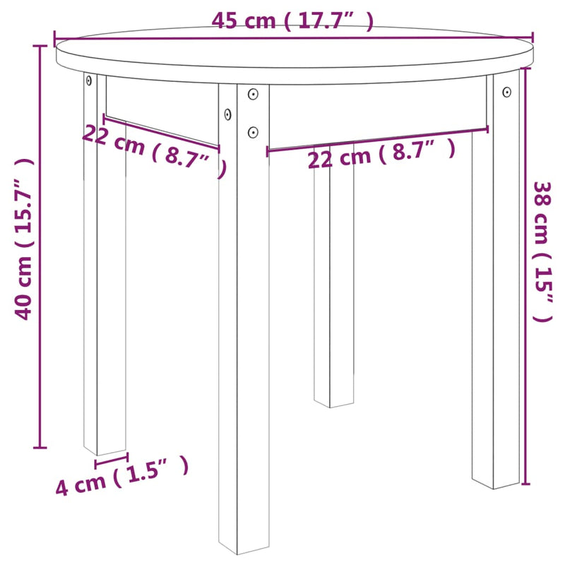 Couchtisch Grau Ø 45x40 cm Massivholz Kiefer