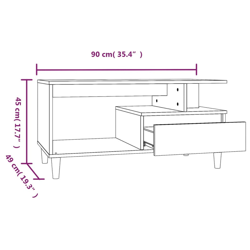 Couchtisch Schwarz 90x49x45 cm Holzwerkstoff