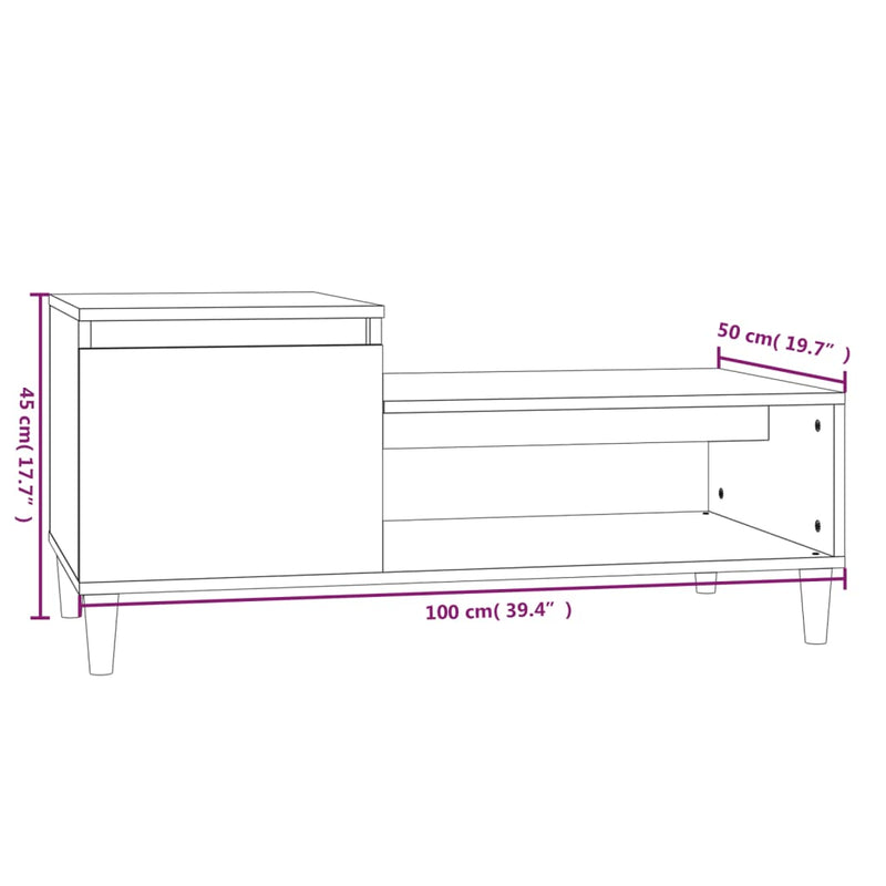 Couchtisch Betongrau 100x50x45 cm Holzwerkstoff