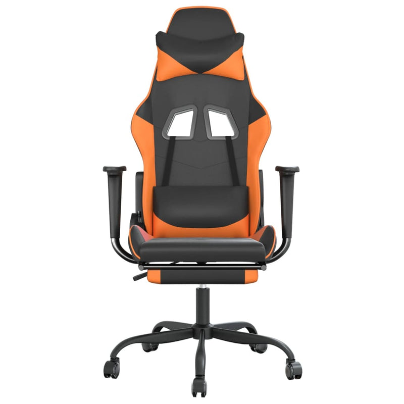 Gaming-Stuhl mit Fußstütze Schwarz und Orange Kunstleder