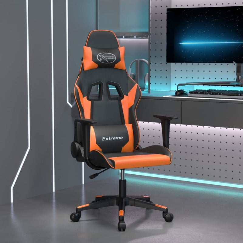 Gaming-Stuhl Schwarz und Orange Kunstleder