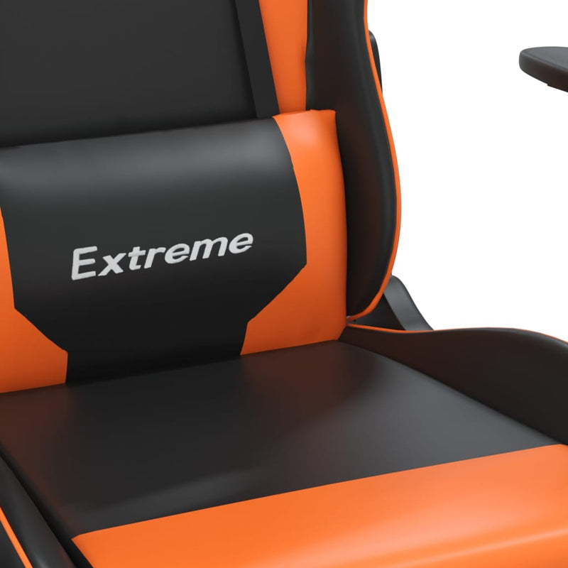 Gaming-Stuhl mit Fußstütze Schwarz und Orange Kunstleder