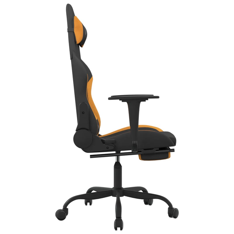 Gaming-Stuhl mit Fußstütze Schwarz und Orange Stoff