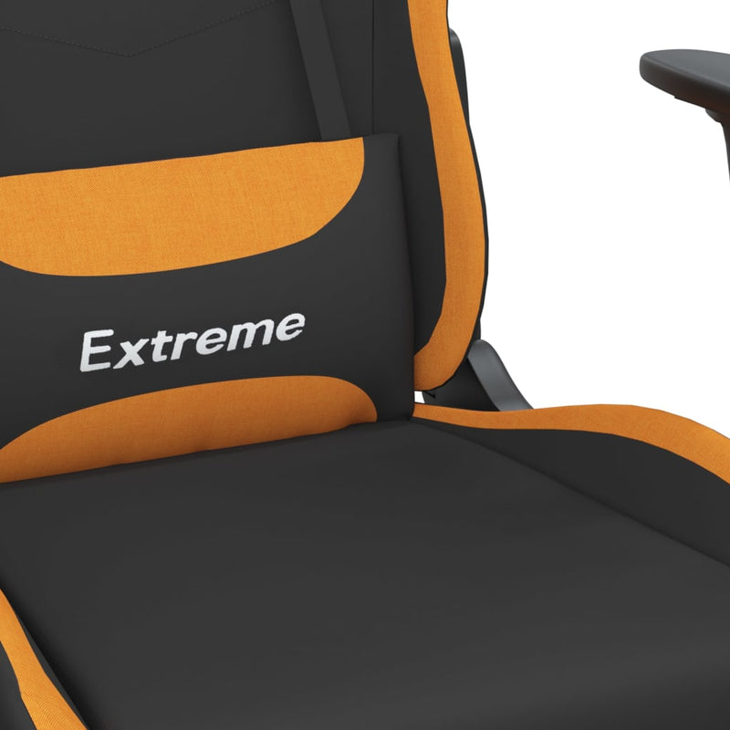 Gaming-Stuhl mit Fußstütze Schwarz und Orange Stoff