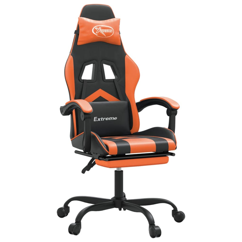 Gaming-Stuhl mit Fußstütze Schwarz und Orange Kunstleder