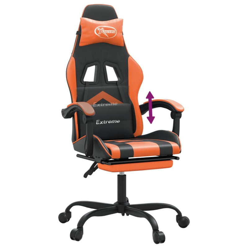 Gaming-Stuhl mit Fußstütze Schwarz und Orange Kunstleder