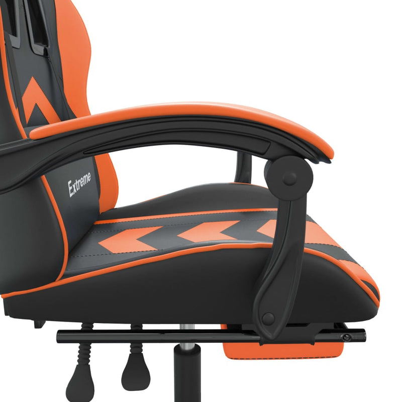 Gaming-Stuhl mit Fußstütze Schwarz und Orange Kunstleder