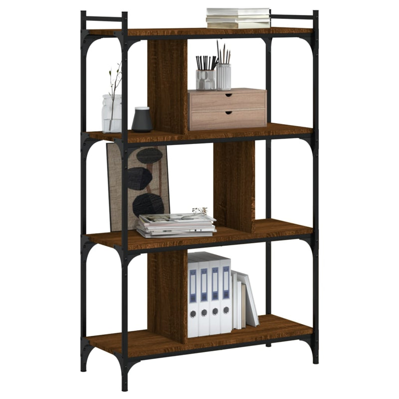 Bücherregal 4 Böden Braun Eiche-Optik 76x32x123cm Holzwerkstoff