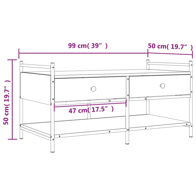 Couchtisch Schwarz 99x50x50 cm Holzwerkstoff