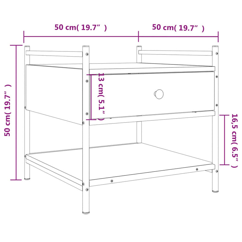 Couchtisch Sonoma-Eiche 50x50x50 cm Holzwerkstoff