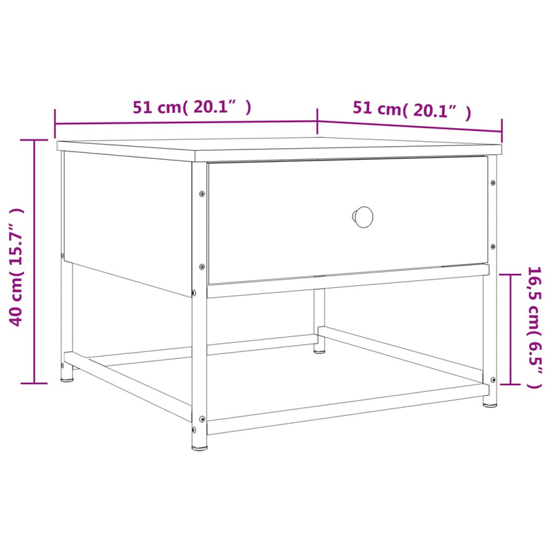 Couchtisch Schwarz 51x51x40 cm Holzwerkstoff