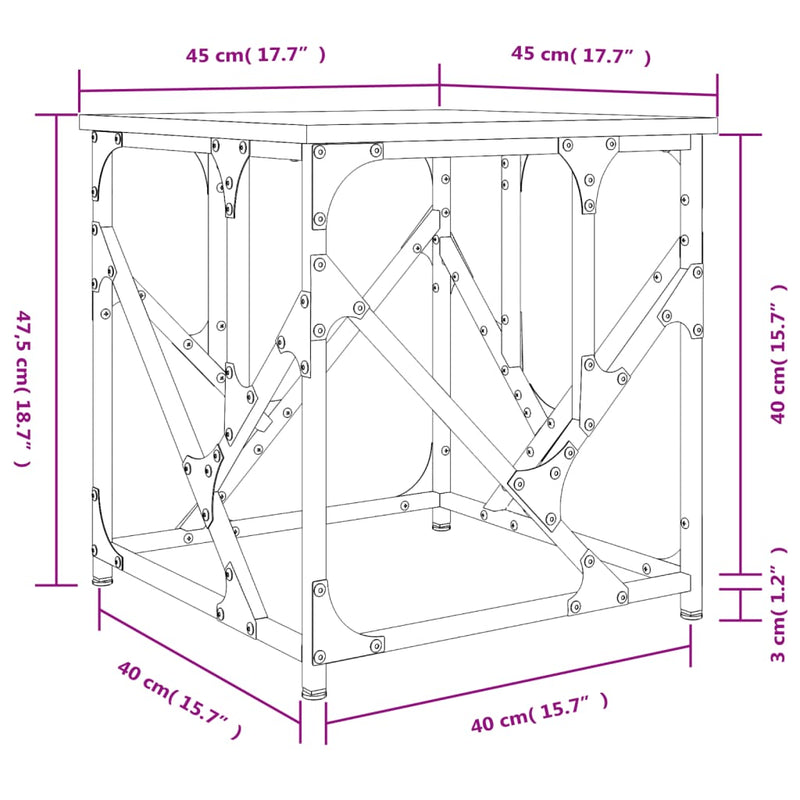 Couchtisch Schwarz 45x45x47,5 cm Holzwerkstoff