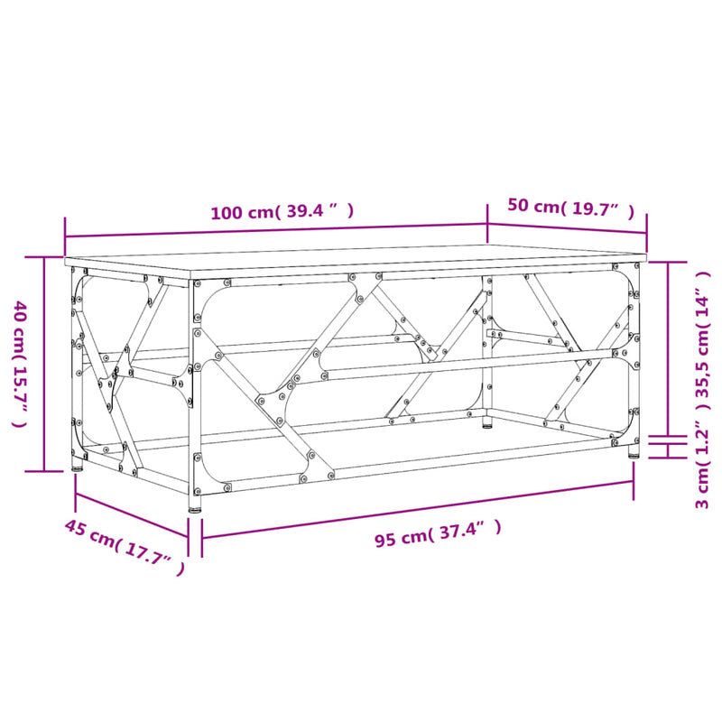 Couchtisch Grau Sonoma 100x50x40 cm Holzwerkstoff