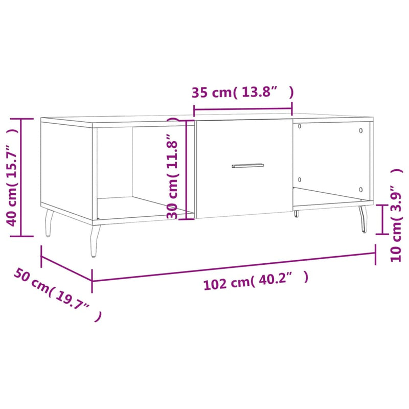 Couchtisch Räuchereiche 102x50x40 cm Holzwerkstoff