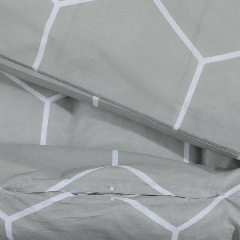 Bettwäsche-Set Grau 200X220 Cm Baumwolle Grau Und Weiß
