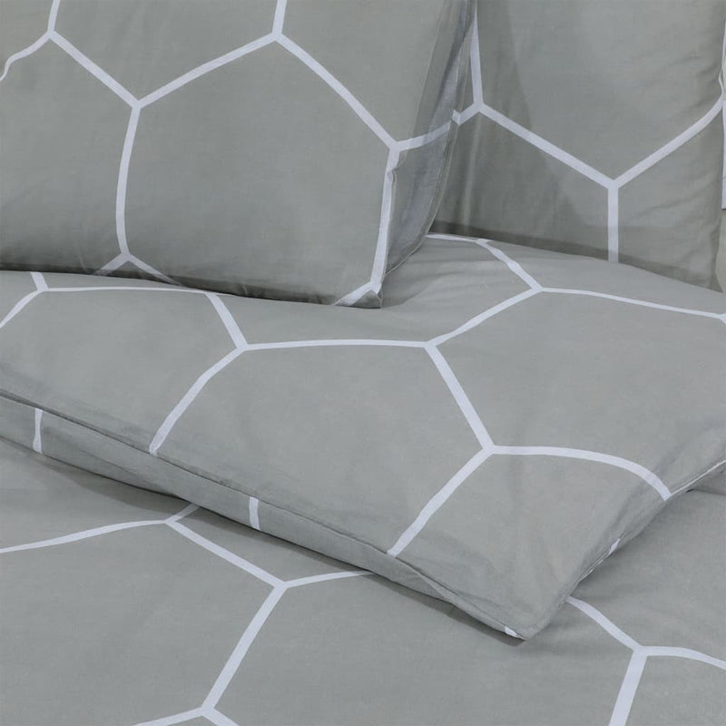 Bettwäsche-Set Grau 260X220 Cm Baumwolle Grau Und Weiß