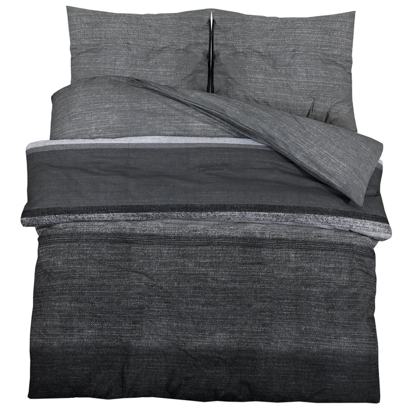 Bettwäsche-Set Dunkelgrau 260X220 Cm Baumwolle Dunkelgrau Und Schwarz