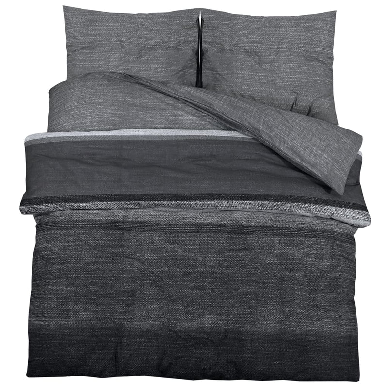 Bettwäsche-Set Dunkelgrau 260X220 Cm Baumwolle Dunkelgrau Und Schwarz