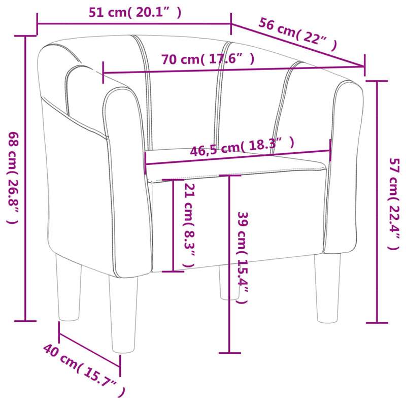 Clubsessel Braun Stoff