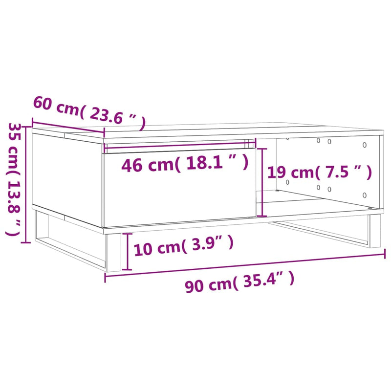 Couchtisch Sonoma-Eiche 90x60x35 cm Holzwerkstoff