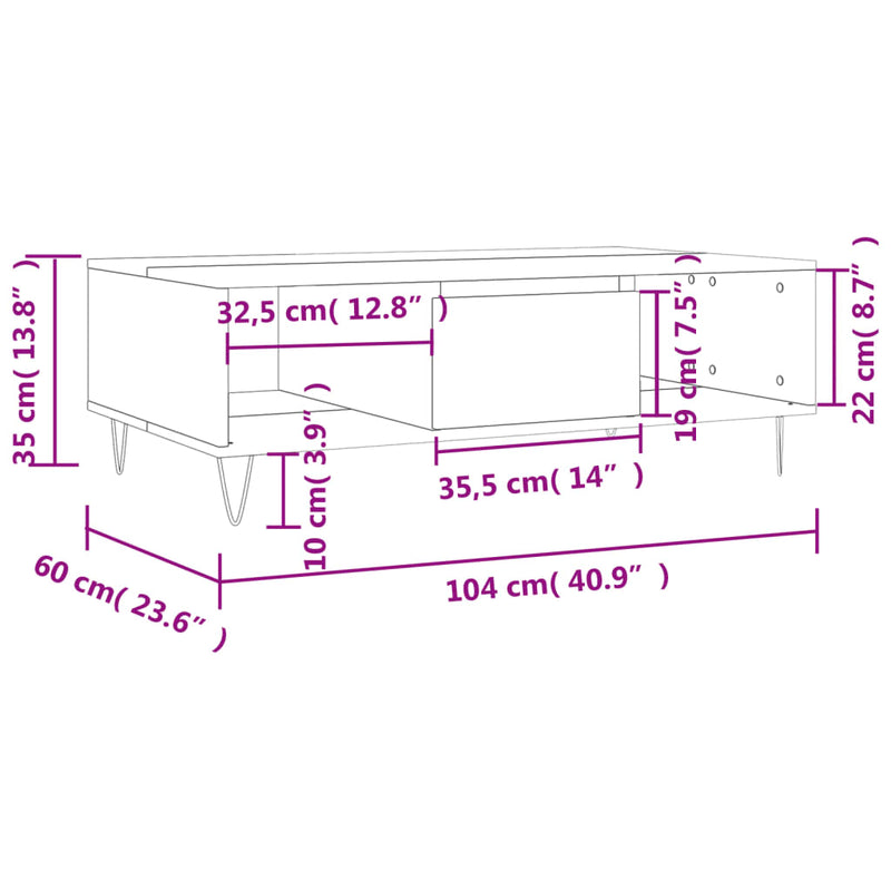 Couchtisch Schwarz 104x60x35 cm Holzwerkstoff