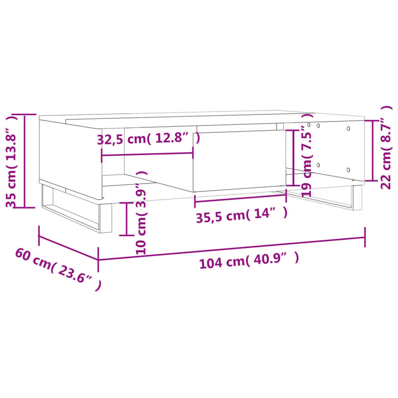 Couchtisch Sonoma-Eiche 104x60x35 cm Holzwerkstoff