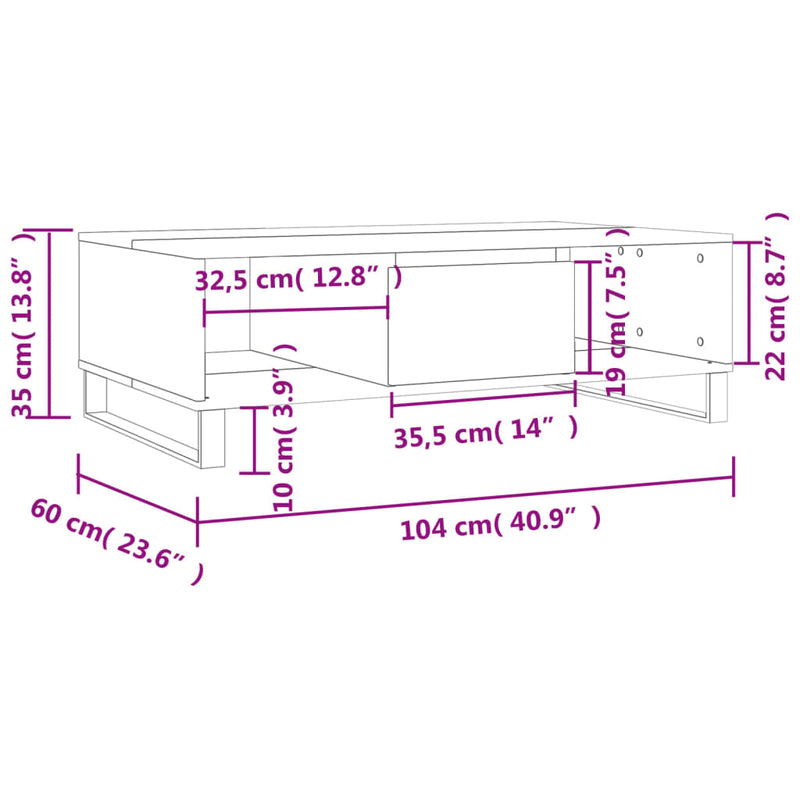 Couchtisch Braun Eichen-Optik 104x60x35 cm Holzwerkstoff