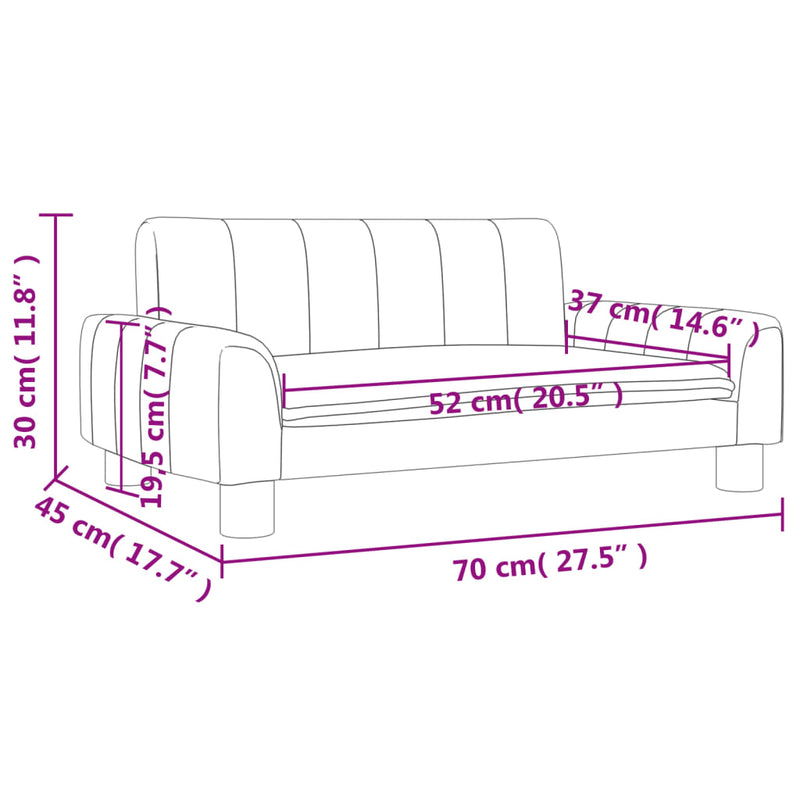 Kindersofa Dunkelgrau 70x45x30 cm Stoff