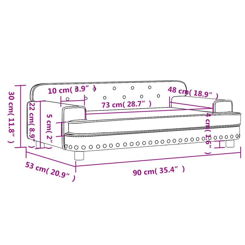 Kindersofa Hellgrau 90x53x30 cm Samt