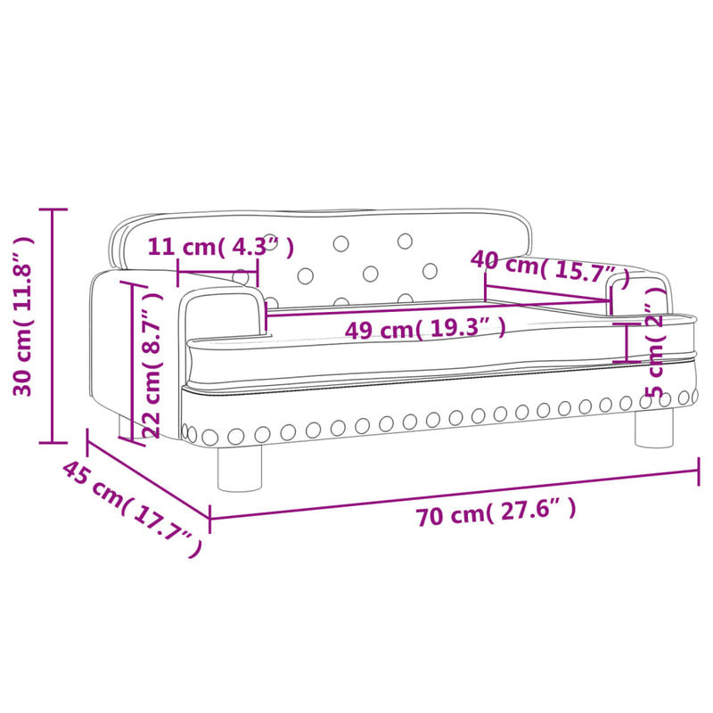 Kindersofa Creme 70x45x30 cm Samt