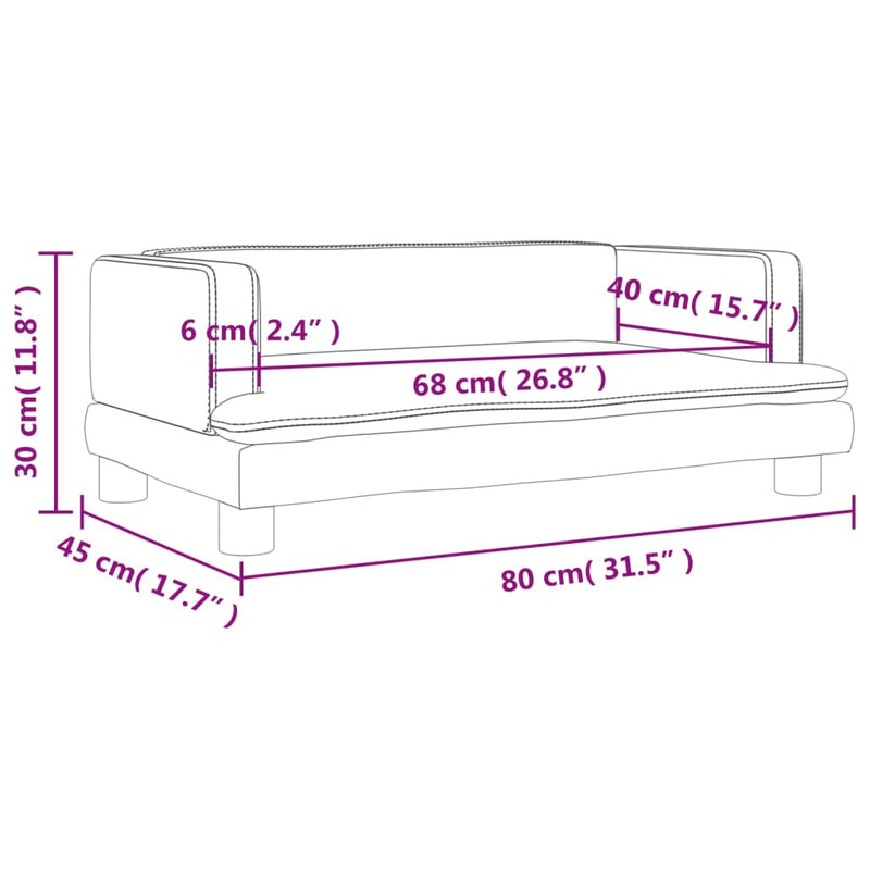 Kindersofa Dunkelgrau 80x45x30 cm Samt