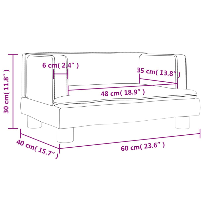 Kindersofa Dunkelgrau 60x40x30 cm Samt