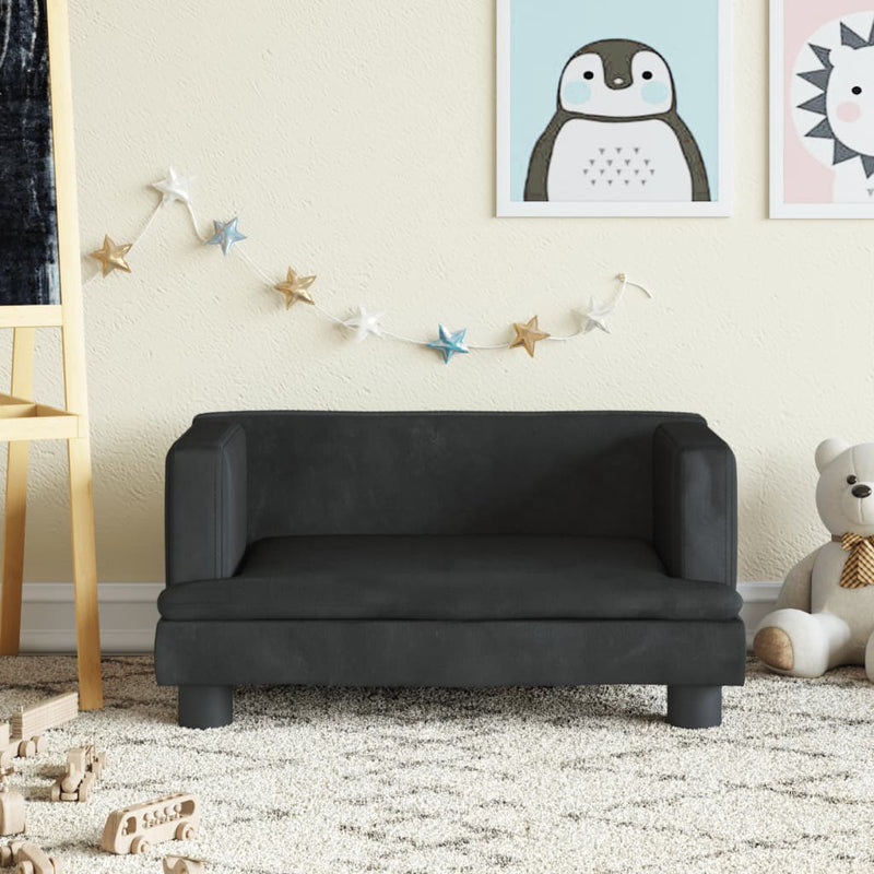 Kindersofa Schwarz 60x40x30 cm Samt