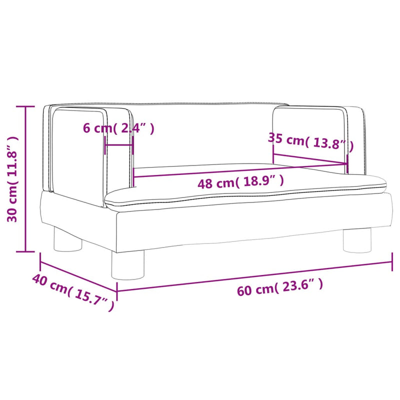 Kindersofa Creme 60x40x30 cm Samt