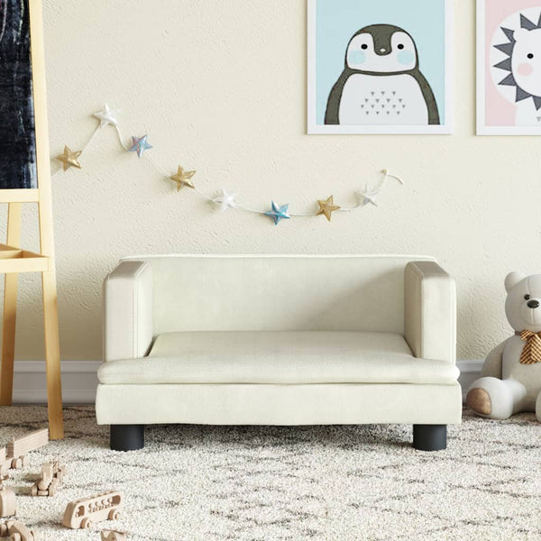 Kindersofa Creme 60x40x30 cm Samt