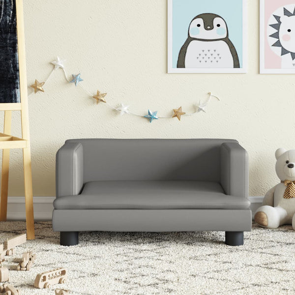 Kindersofa Grau 60x40x30 cm Kunstleder