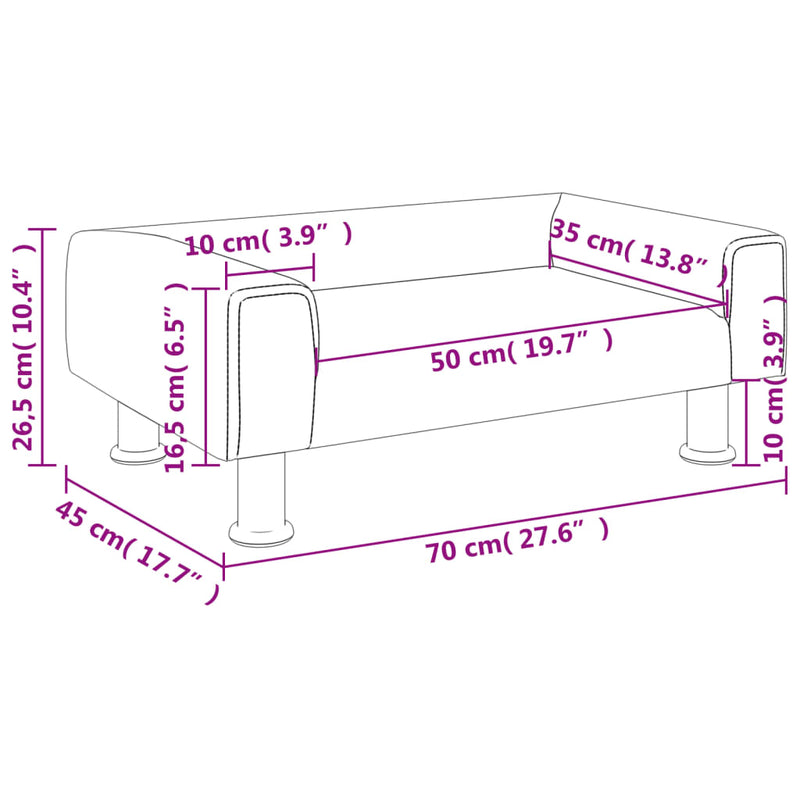 Kindersofa Hellgrau 70x45x26,5 cm Samt