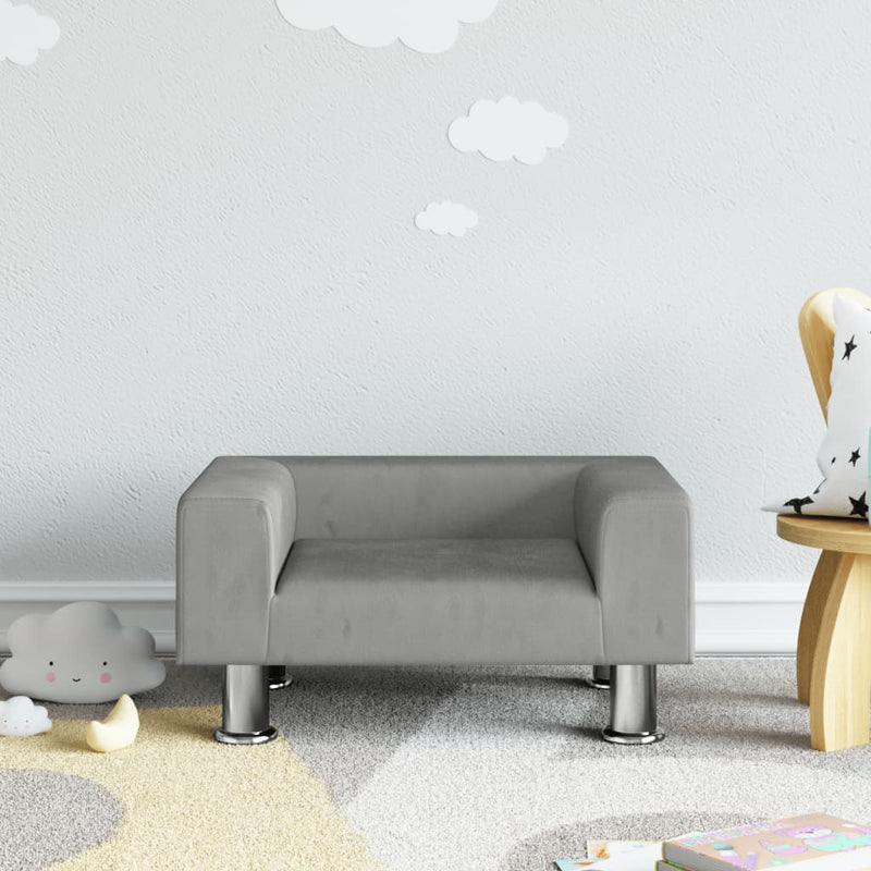 Kindersofa Hellgrau 50x40x26,5 cm Samt