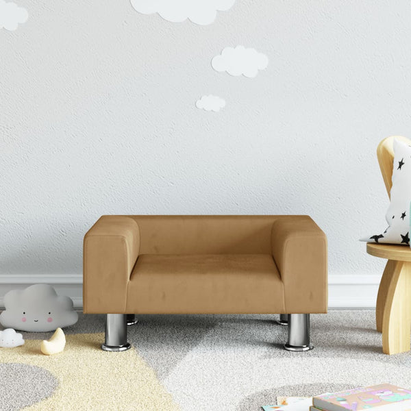 Kindersofa Braun 50x40x26,5 cm Samt