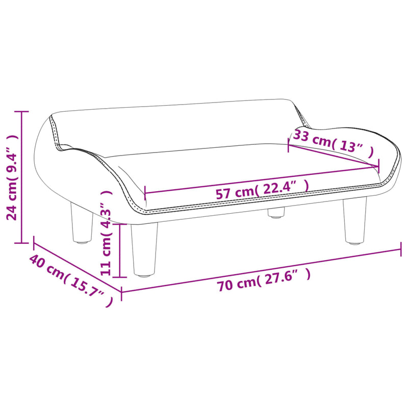 Kindersofa Creme 70x40x24 cm Stoff