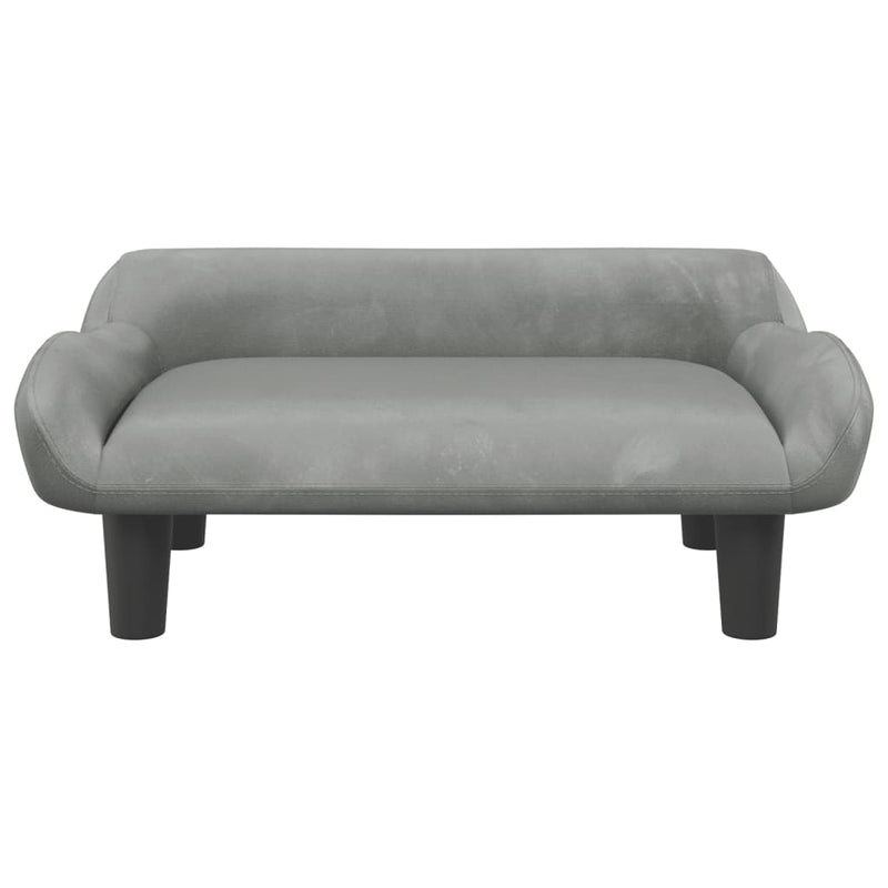 Kindersofa Hellgrau 70x40x24 cm Samt