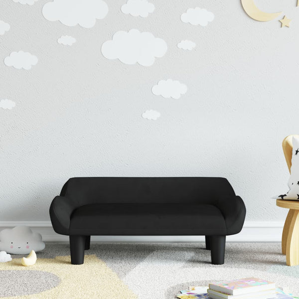 Kindersofa Schwarz 70x40x24 cm Samt