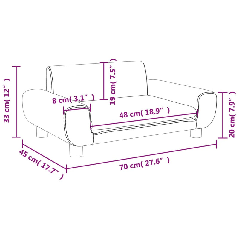 Kindersofa Blau 70x45x33 cm Samt