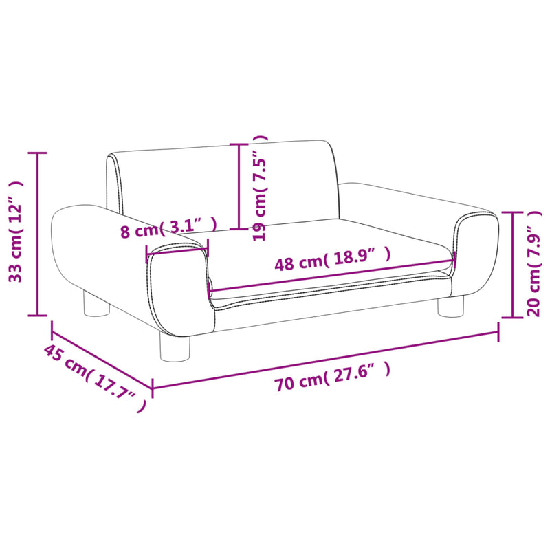 Kindersofa Braun 70x45x33 cm Samt